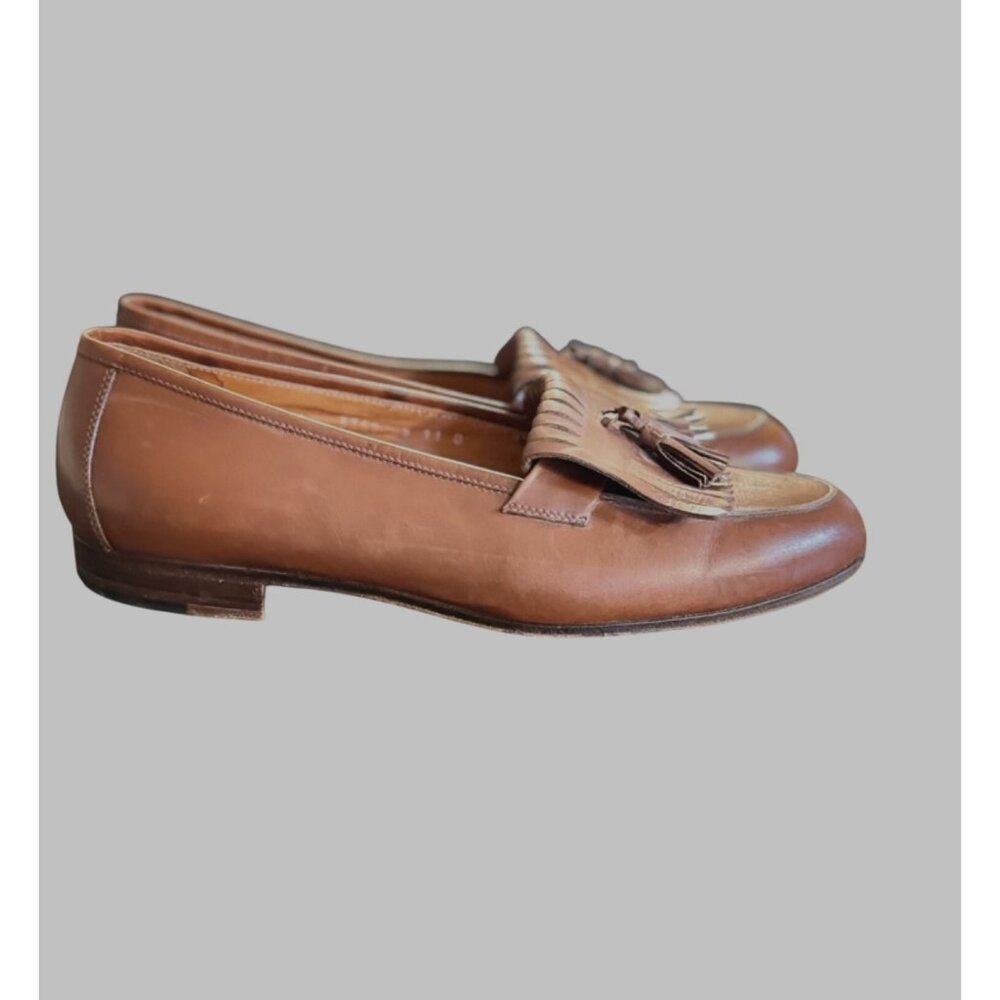 VTG Polo Ralph Lauren Mens Loafers 11D Kiltie Tassel Chestnut 3352 Italy Shoes - Picture 4 of 12